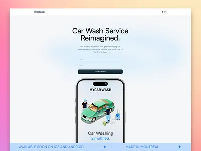 MyCarWash: Revolutionizing Car Care android car wash figma homepage ios landing page mobile uber website