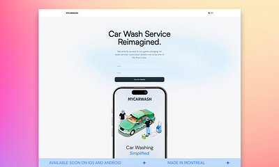 MyCarWash: Revolutionizing Car Care android car wash figma homepage ios landing page mobile uber website