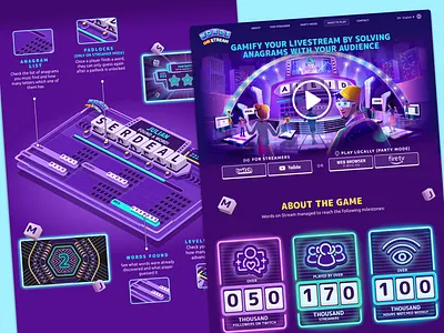 Landing page Words On Stream figma game gaming landing page page stream streaming ui ux web design website