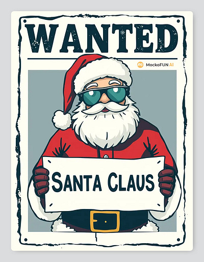 Santa Claus Wanted Poster ai ai image generator design illustration mockofun