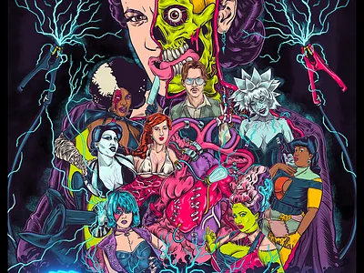Frankenbabes from Beyond the Grave! drawing horror horror movie illustration movie poster photoshop procreate