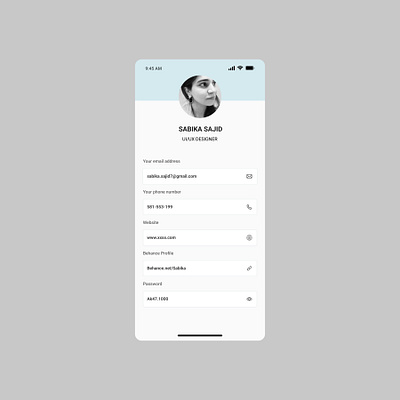 Profile view screen app design figma graphic design ui ux