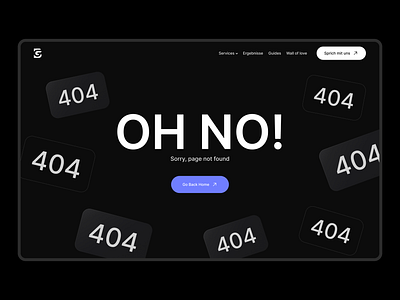 404. Design for error page 3d 404 agency black background button design development error error page illustration interface page ui ux webdesign