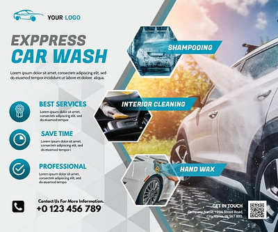 Social Media Car Wash Service Post Design. animation branding design graphic design illustration logo