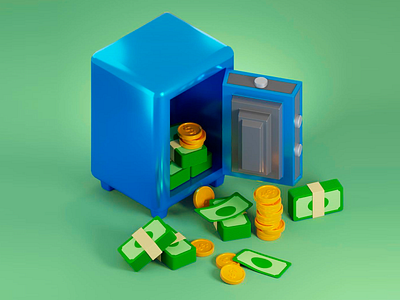 3D strongbox visual 3d 3d art 3d banking concept 3d illustration 3d money visual 3d savings abstract financial design banking design banknotes blue and green palette cash coins creative finance art economic concept financial security money management safe design savings icon savings illustration strongbox 3d design