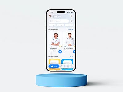 App for medical center, booking doctor's online call. 2025 app booking call care diagnostics doctor filter health healthcare ios medical mobile online scan search sign in ui ux x ray