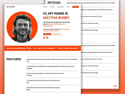 Journalist Blog Writer Portfolio Website Landing Page Links artist blog blogger branding design figma graphic design illustration journal journalist landing page logo portfolio ui user experience ux vector visual identity web design writer