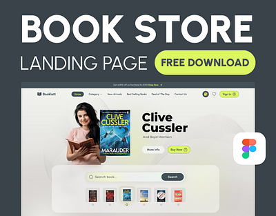 Book Store Landing Page Free Download UI Kit book selling book store landing page book store ui design design free ui design free ui kit landing page design landing page ui ui design ux design web design