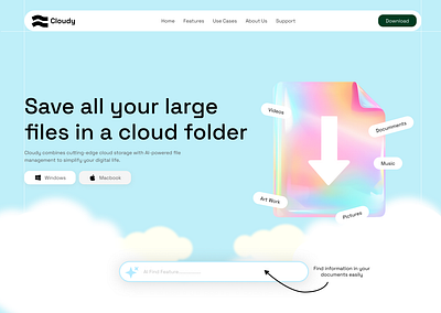 Cloud Safe Website Section cloud savings documents files folder storage ui ux uxresearch