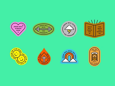 MUUUCE Stickers badges bible verse branding christ courage graphic design hope illustration jesus logo love malley desgin malley design muuuce stickers teach vector wisdom