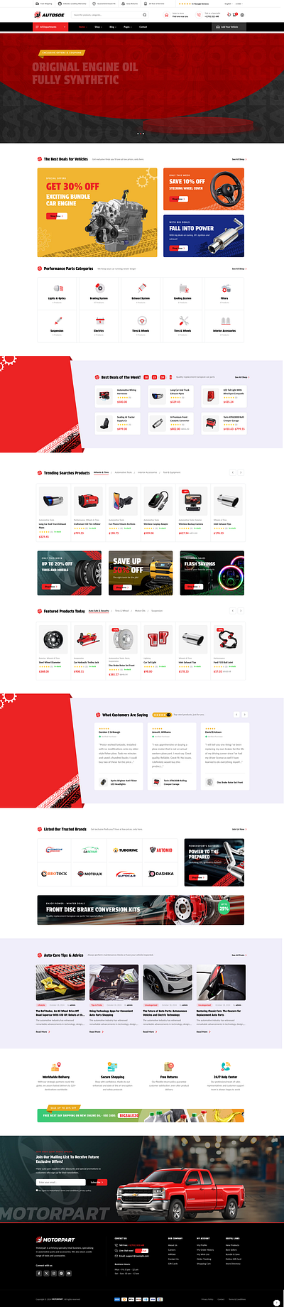 Auto Parts WooCommerce home page design figma home page design landing page ui ui ux design web web design website design