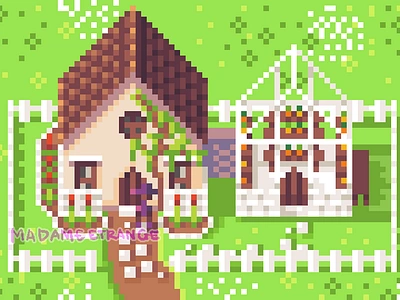 Small cottage 2d aseprite cottage gamerat garden house pixelart