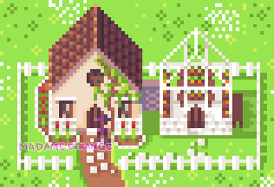 Small cottage 2d aseprite cottage gamerat garden house pixelart