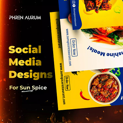 Social Media Designs for Sun Spice Restaurant brand identity branding flyer design graphic design social media designs visual branding