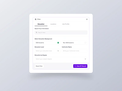 Filter Students Information UI Design component ui data analysis design data sort ui design features design filter component filter features filter popup interaction design product design single page ui design ux design