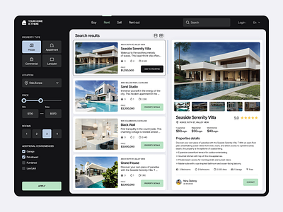 Real Estate Platform agent apartment architecture company dashboard home landig page product property real estate rent ui ux web