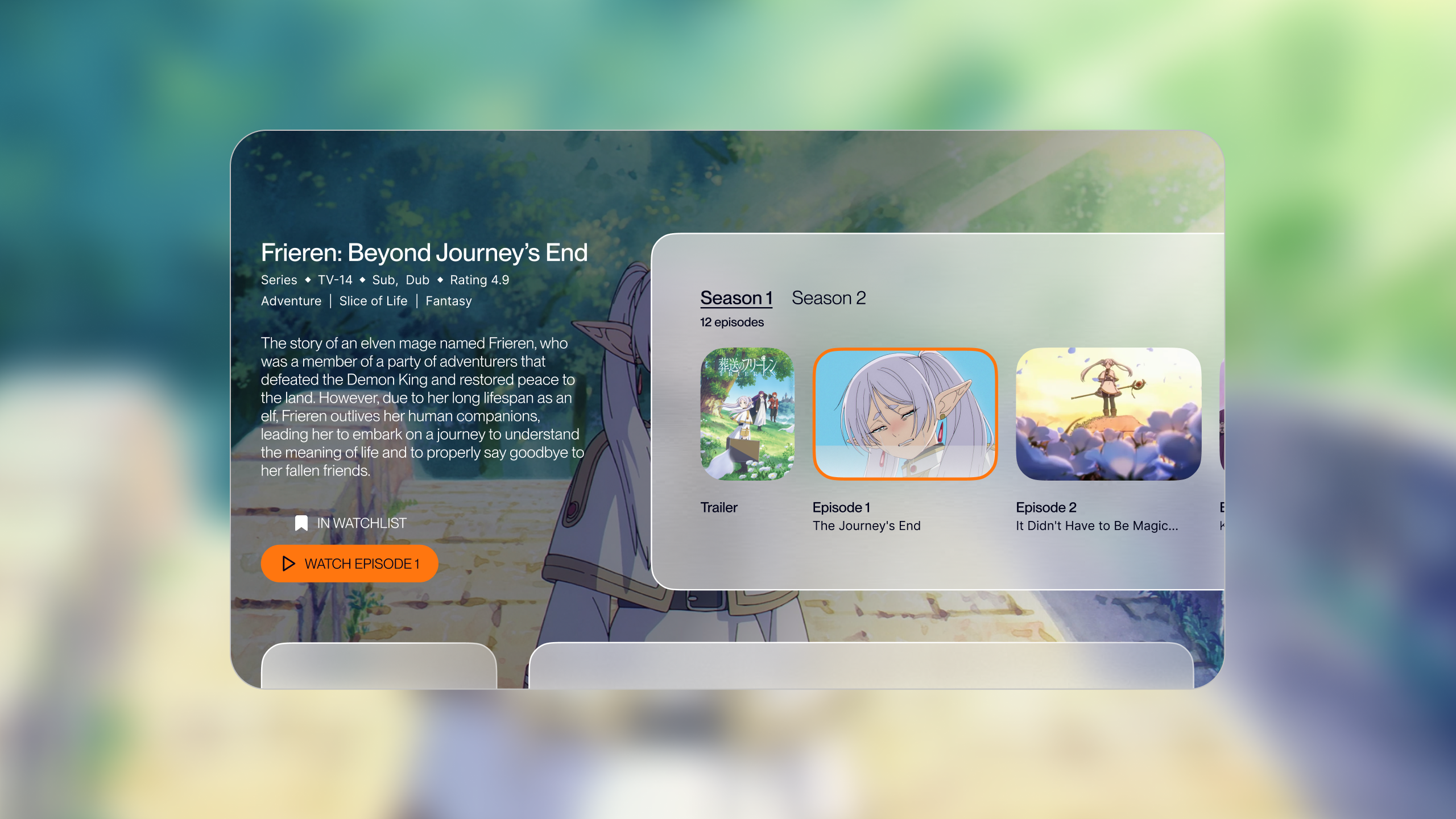 TV Streaming UI | 02 - Crunchyroll anime crunchyroll glassmorphism streaming tv ui ui visual