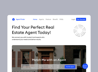 Real Estate Agent Finder Landing Page design landing page ui ui design ux ux design web design