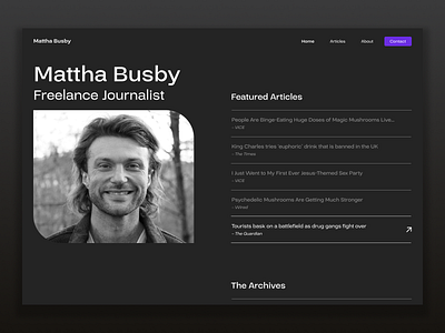 Journalist Blog Portfolio Link Landing Page Website Dark Mode branding clean dark dark mode design graphic design illustration journal landing page logo minimal portfolio simple typography ui ux vector visual identity web design website