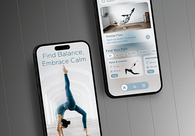 Yoga - Mobile App adaptive design concept design figma glassmorphism mobile design ui ui ux design uiux design ux web design yoga app