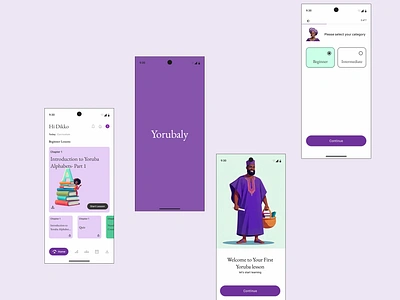 Yorubaly- An app for learning Yoruba language app ui appdesign designinspiration gamifiedlearning illustration languagelearning learningapp mobileapp mobileappdesign mobileux ui uiinspiration uiux uxdesign yorubaly