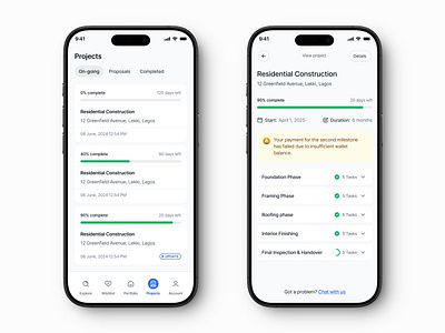 Real estate project/construction management --CCDL construction app estate mobile app project project details real estate app ui