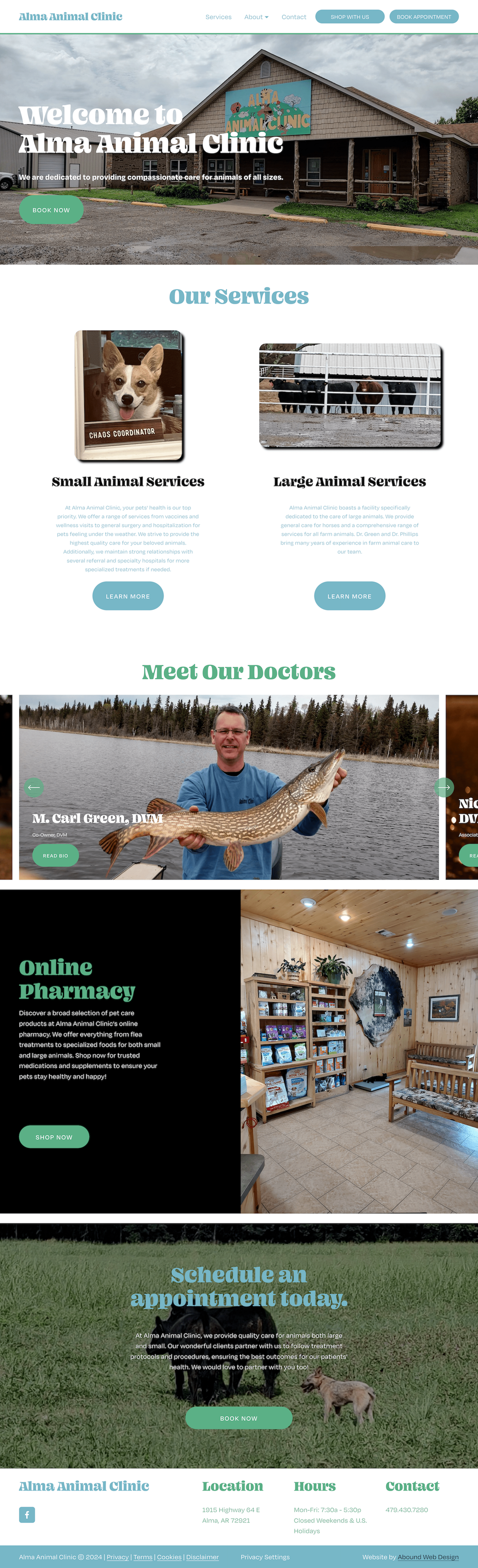 Alma Animal Clinic css javascript squarespace web design web developer websites