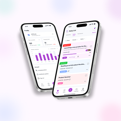 DailyList Mobile App calendar daily design mobile illustration list management plan planner productivity reminder schedule task task management task manager todolist ui ui kit uiux ux work