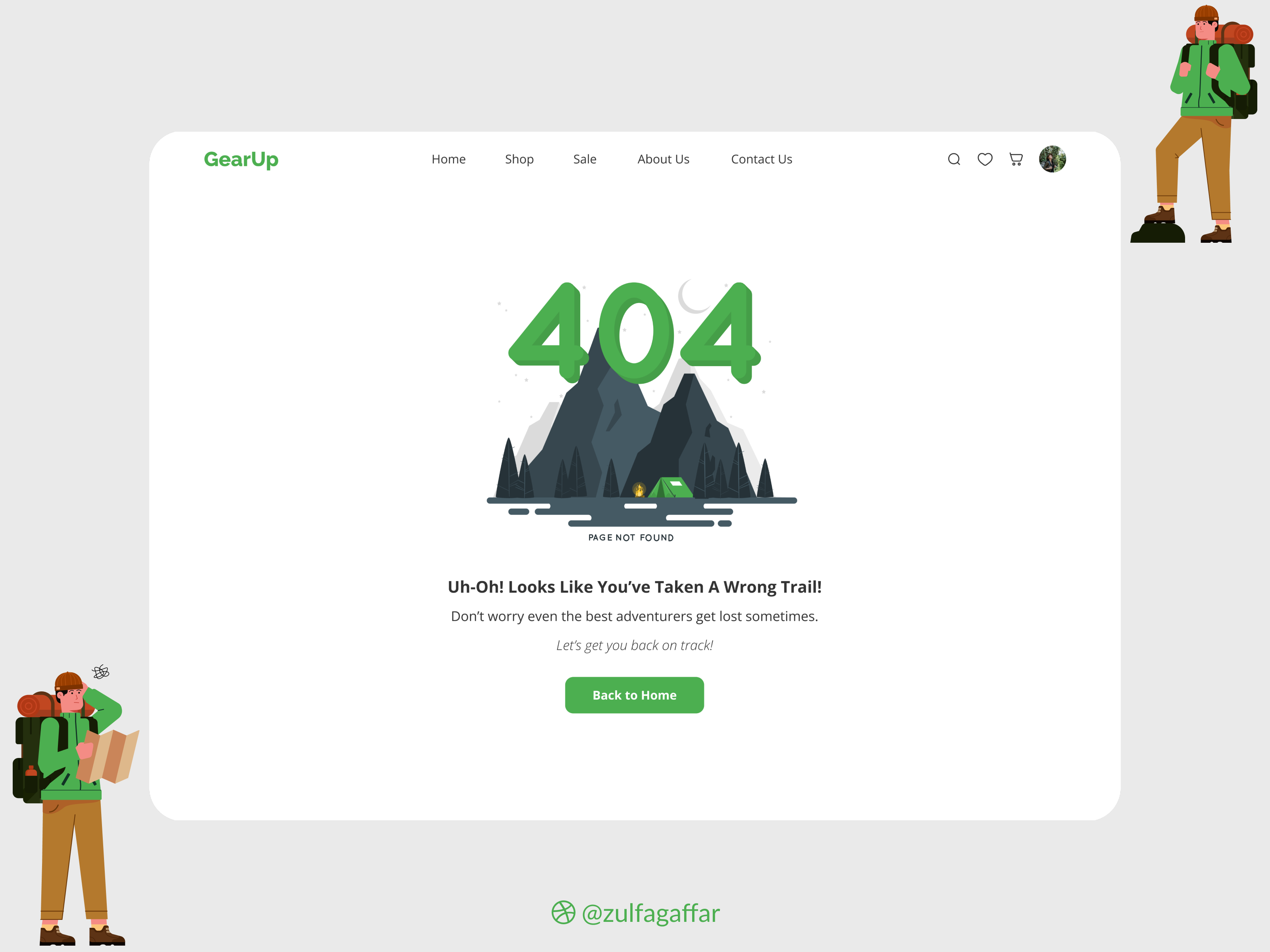 404 Error Page 404errorpage errorpagedesign minimaldesign outdoorgear uiux webdesign
