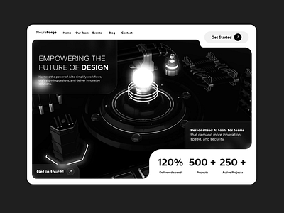 Generative AI Concept Landing page 3d 3d animation ai concept ai concept design ai design ai landing page figma figma web fintech design generative ai tech landing page tech web design ui web design