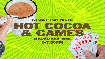 Family Fun Night Church Event Graphic christian christian design church church event graphics church media design event graphics family fun night graphic design hot cocoa kids ministry texture youth ministry