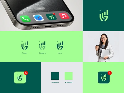 Logomark ( Finance ) Finger + Diagram Combination design finance icon initials logo investment logo logocombination logomark monogram logo