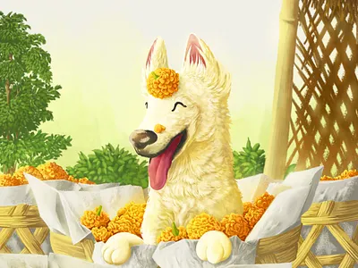 Grandma's Happy Dog childrens book illustration childrens illustration illustration picture book