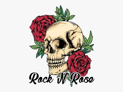 Rock N Rose branding design graphic design illustration logo skull vector vintage