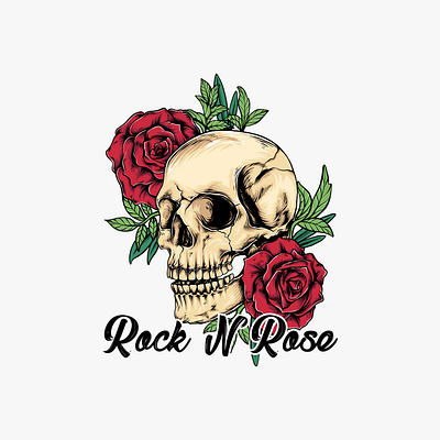 Rock N Rose branding design graphic design illustration logo skull vector vintage