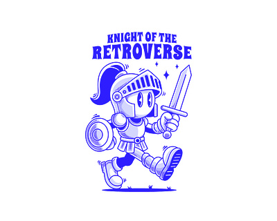 Knight Of The Retroverse apparel design art branding cartoon knight character design character illustration characterdesign characters cute art cute illustration design graphic design illustration knight knight character mascot knight retro cartoon retro knight retro mascot t shirt