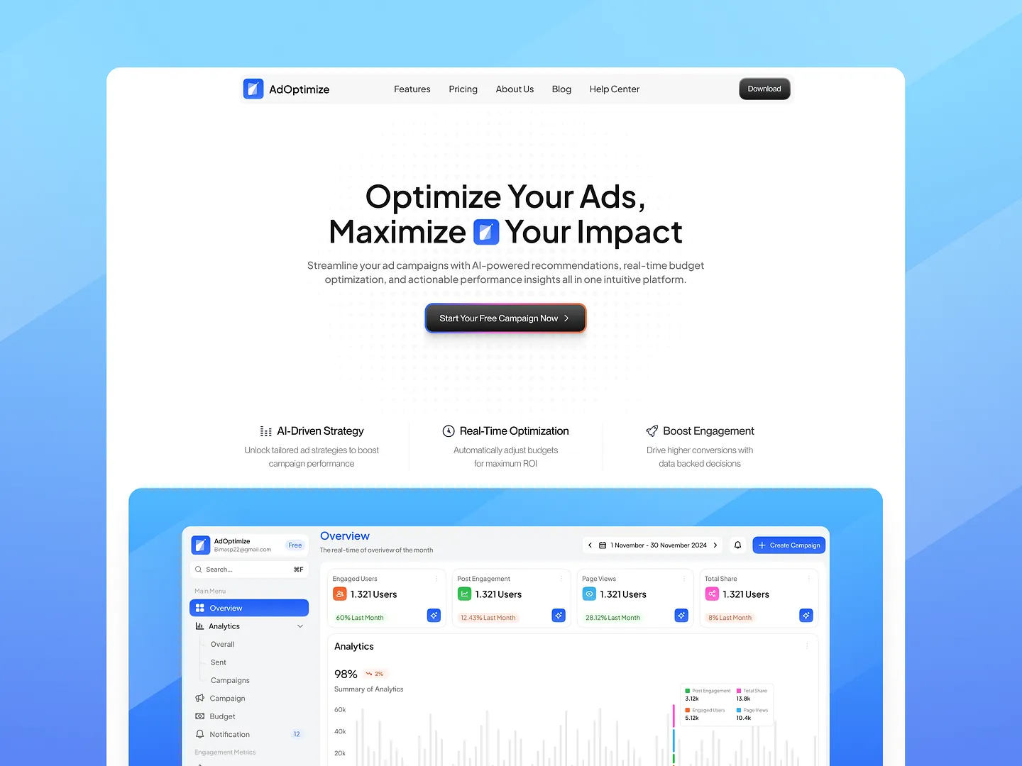 Effective Callout Section Design for AdOptimize Landing Page