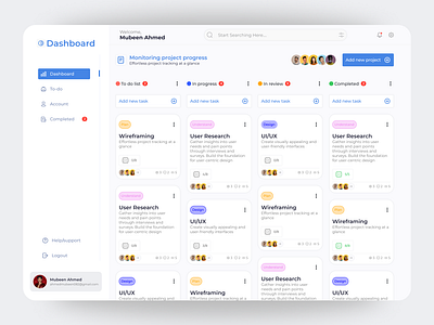 Project Tracker Dashboard Design ux design