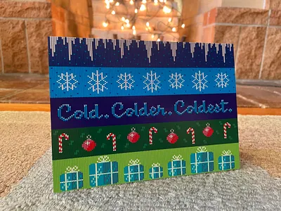 Ugly Christmas Sweater Card chris rooney christmas card cold colder coldest greeting card holidays ice illustration ornaments snow sweater sweater pattern ugly ugly christmas sweater