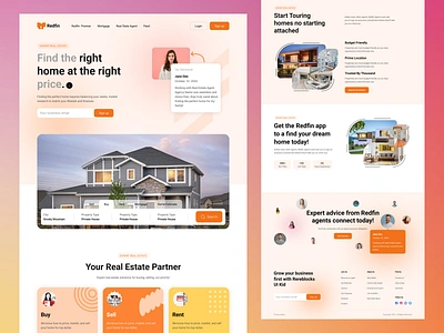 Redfin - Real Estate Landing Page apartment architecture b2b building business home house landing page landing page design properties property real estate real estate agency realestate saas website ui ux web web design website