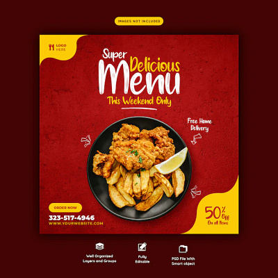 Restaurant Social media poster 3d branding motion graphics