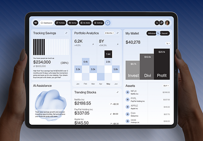 WealthWise - Fintech App/Dashboard ai ai integration app design dashboard dashboard design design finance finance tracker fintech fintech app design goal planner investment portfolio management product product design wealth wealth management