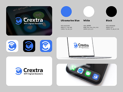 Crextra Logo branding business internet logo logos mockup modern network simple tech wifi