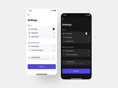 Light and Dark Mode settings dark mode design figma mobile app ui ui ui ux user expariane