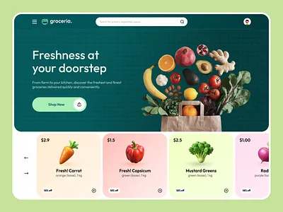 Grocery Web. design ecommerce elegent food grocery landing page shop shopping ui ux web