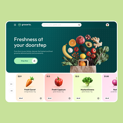 Grocery Web. design ecommerce elegent food grocery landing page shop shopping ui ux web