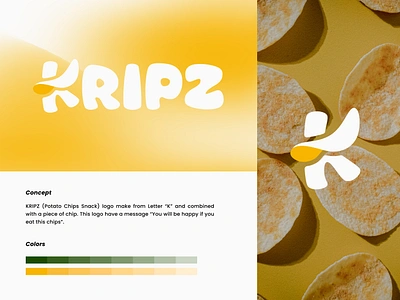 Kripz adobe branding chips design designer graphic graphic design illustration illustrator k letter lettermark logo logo design potato snack