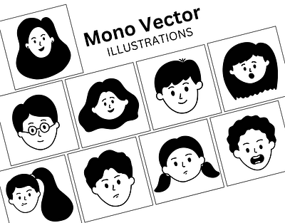 Minimalist Notion-Style Illustrations avatar black and white cartoon character collection design emotion expression face facial graphic head icon illustration line drawing notion notion styled person set vector