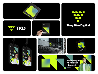 Tony Kim Digital Direction 1 black black and yellow branding branding and identity clean color color palette design gradient graphic design identity logo logo design minimal modern pattern simple tech texture yellow