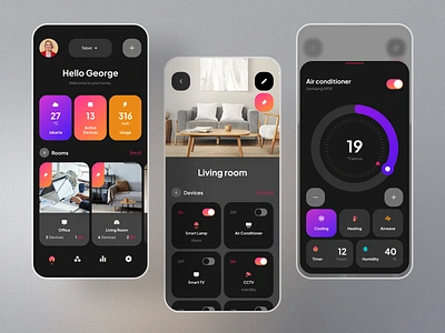 Smart Home Mobile App UI UX Design app design app ui design control design home automation home control app home monitoring home station household mobile mobile app remote control smart devices smart home smart home app smart house smartapp ui ux